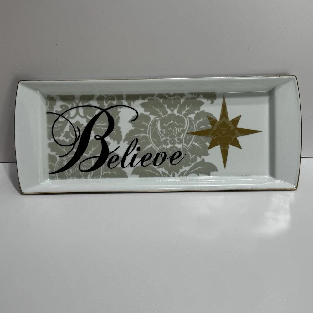 Believe St. Nicholas Square Christmas/ INSPIRATIONAL Serving Tray And Snack Dish